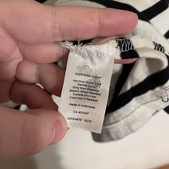 Talbots Woman 2X Preppy Laurel Stripe 3/4 Sleeves Square Neck Ruffle Peplum Tee - Picture 8 of 9